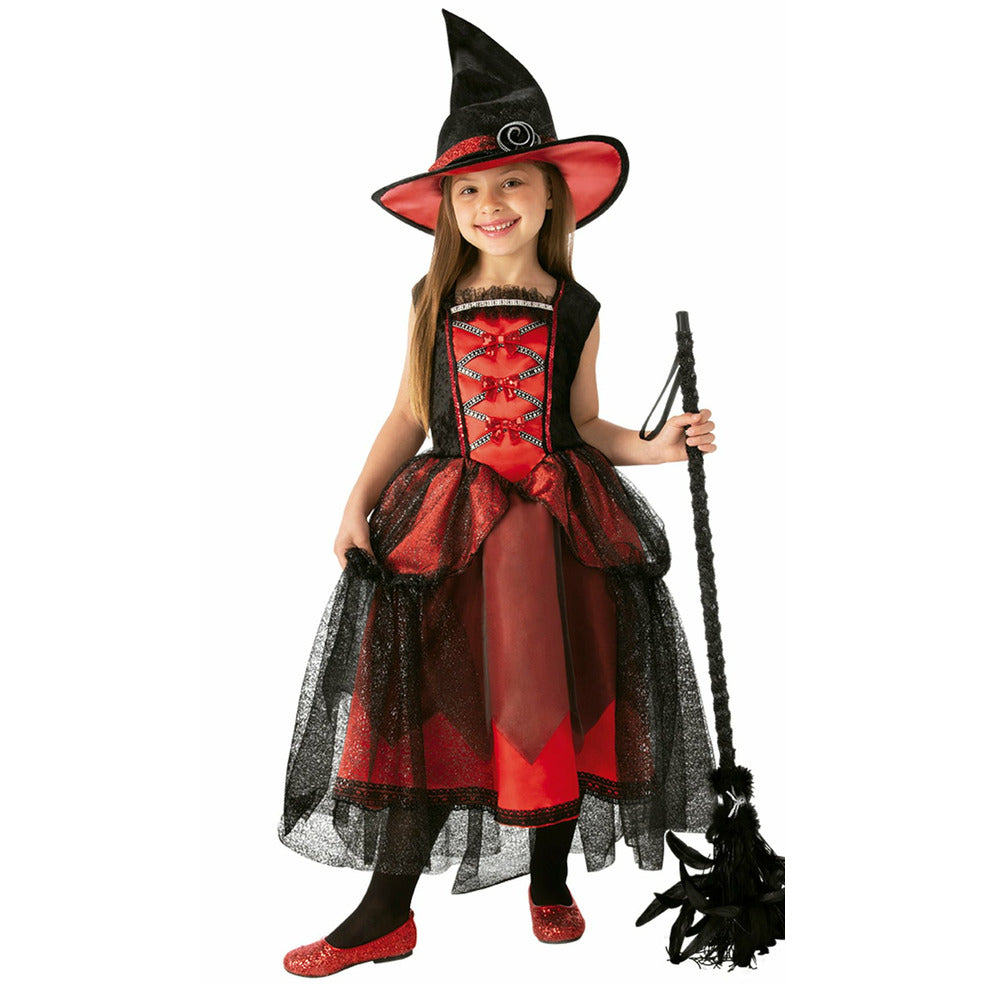 Disfraz de Bruja Chic Roja para niña | Don Disfraz