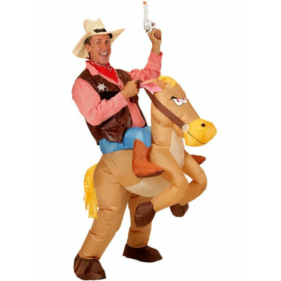 Disfraz de Vaquero con Caballo Hinchable adulto | Don Disfraz