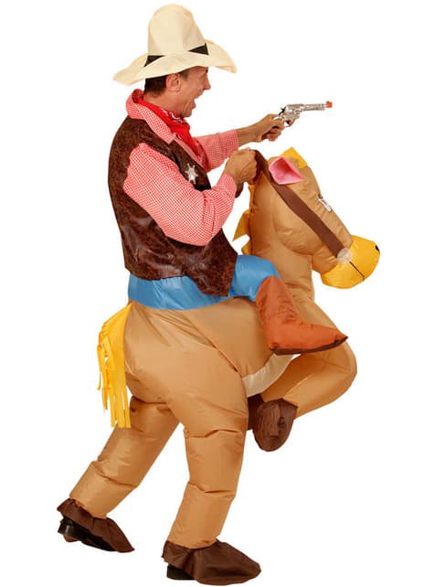 Disfraz de Vaquero con Caballo Hinchable adulto I Don Disfraz