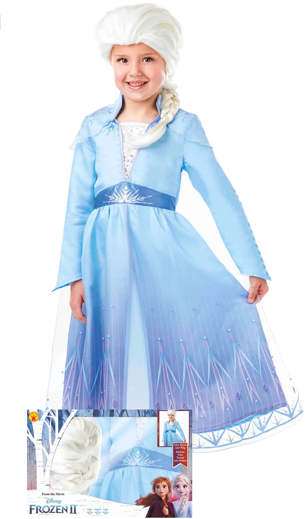 Déguisement Elsa Frozen™ La Reine des Neiges 2 avec Perruque pour enfant