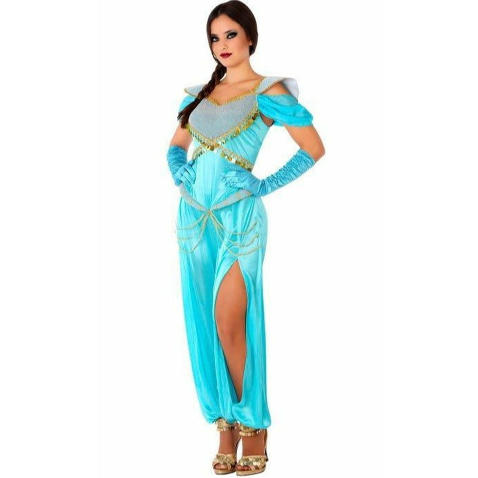 TiaoBug Combinaison Justaucorps Princesse Arabe Femme - Costume Cosplay Paillettes Avec Tour De Cou