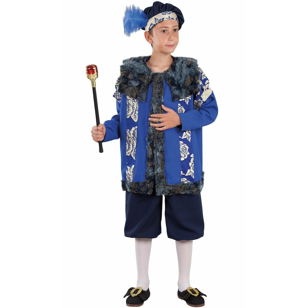 FIESTAS GUIRCA - Costume De Roi Médiéval Pour Garçon (5-6 Ans) - Rouge Et Bleu Avec Cape - Déguisement Fête Renaissance, Carnaval