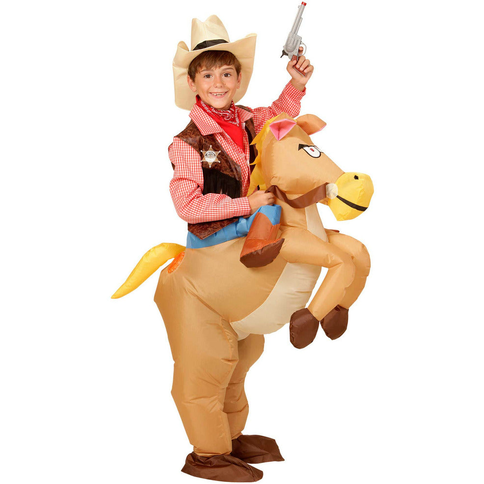 Disfraz de Vaquero con Caballo Hinchable infantil | Don Disfraz
