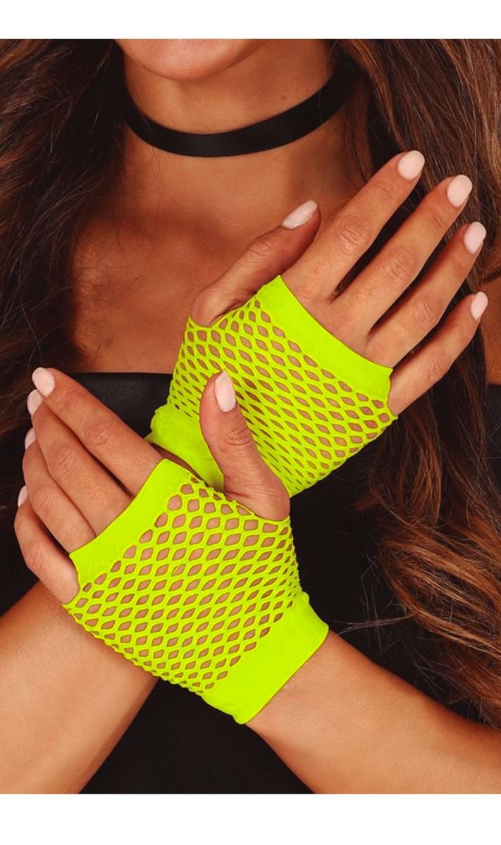 Mitaines Résille Courtes Jaune