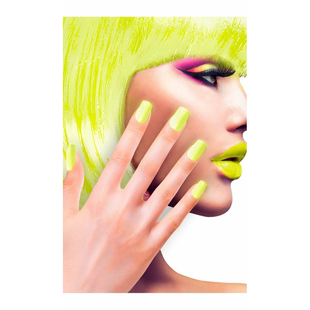 Kit 12 Uñas Amarillo Fluorescente | Don Disfraz