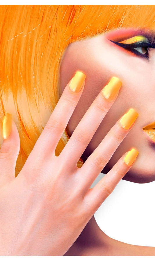 Kit 12 Faux Ongles Orange Fluorescent
