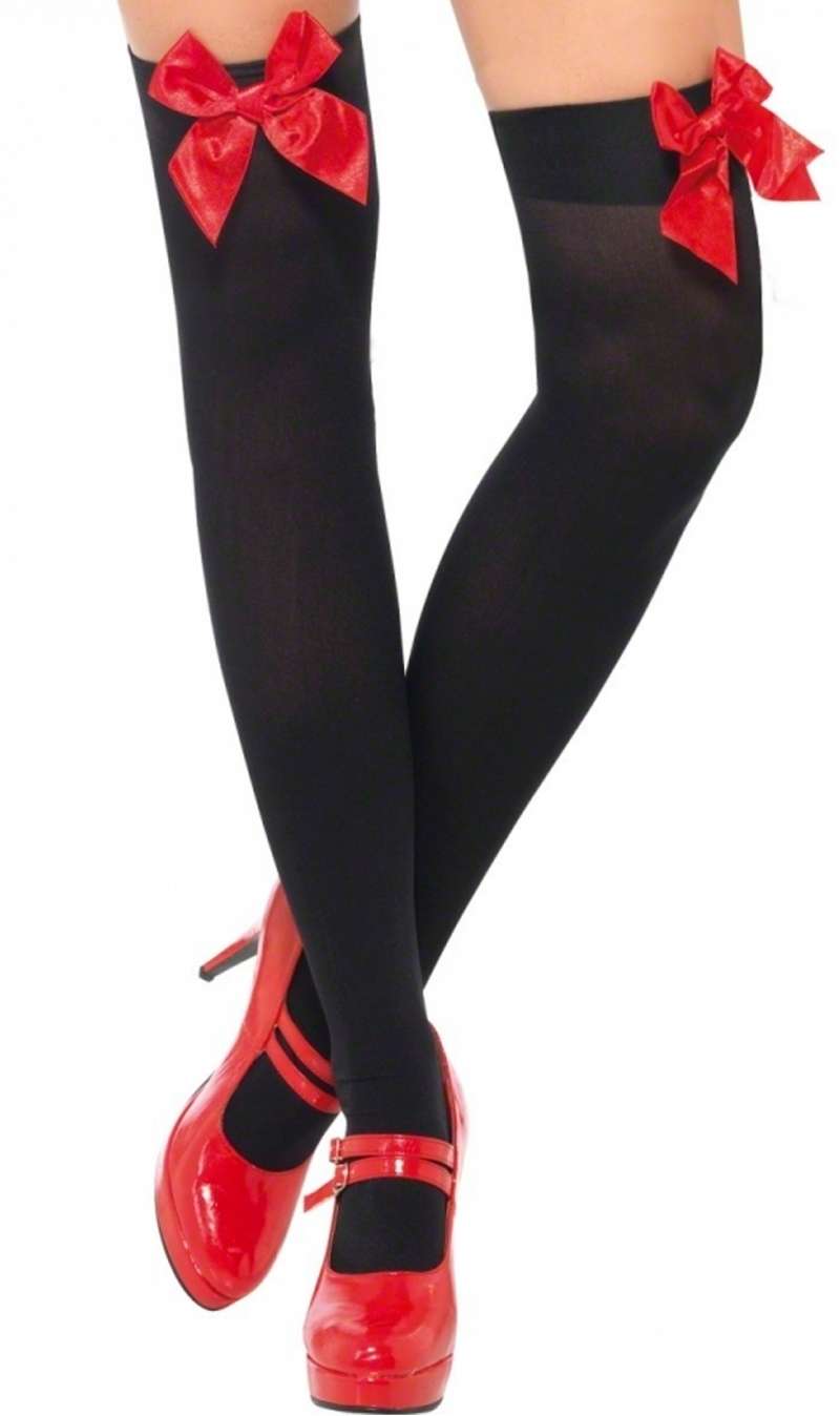 Bas Noirs Noeud Rouge