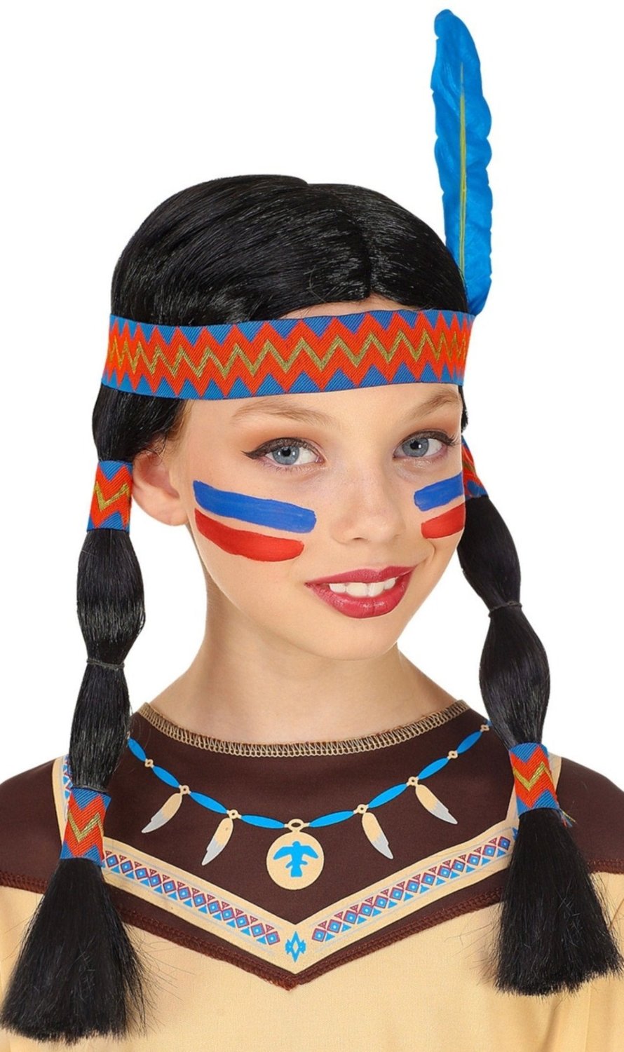 Perruque d'Indienne avec Couettes pour enfant