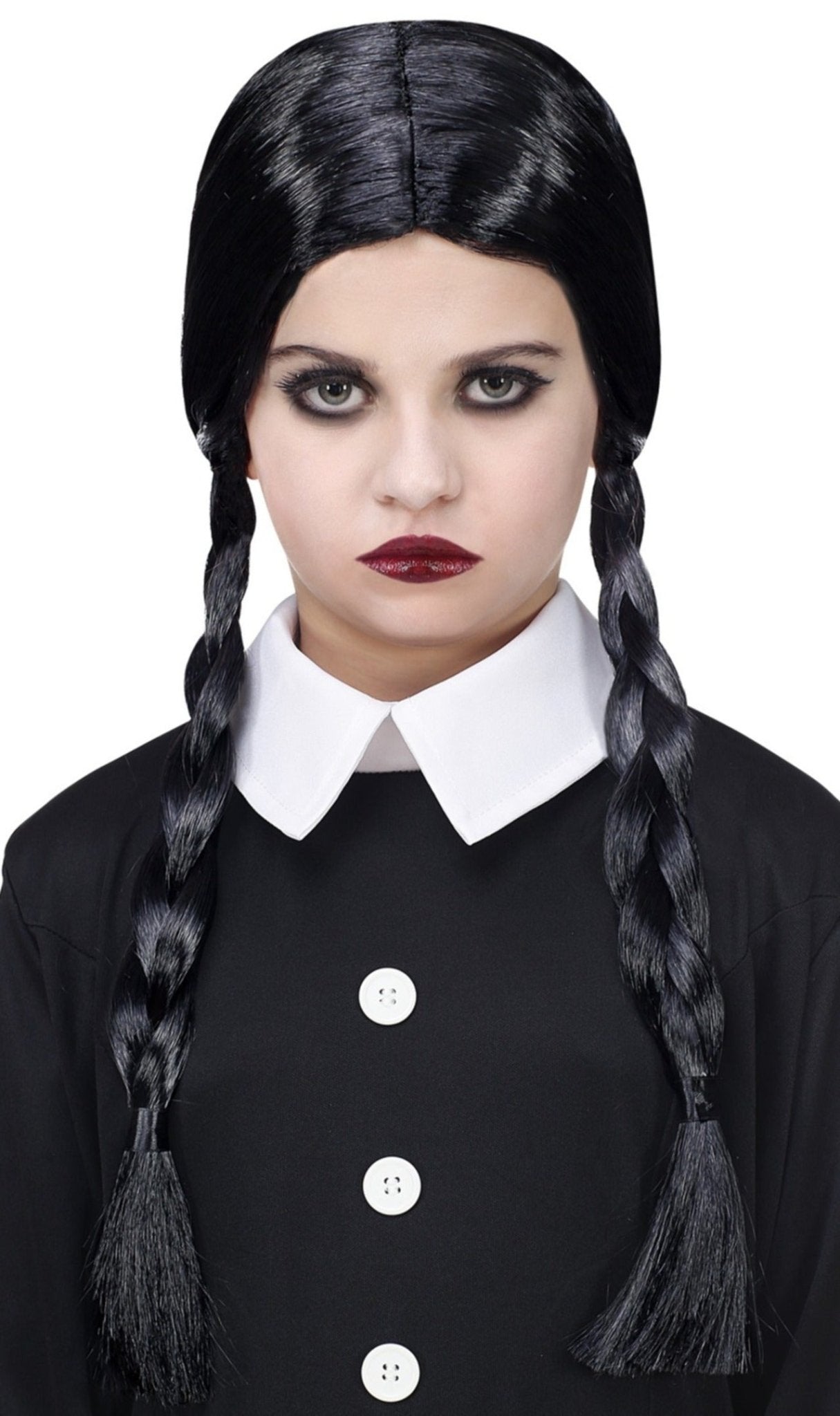 Perruque Noire avec Tresses Écolière Gothique pour enfant