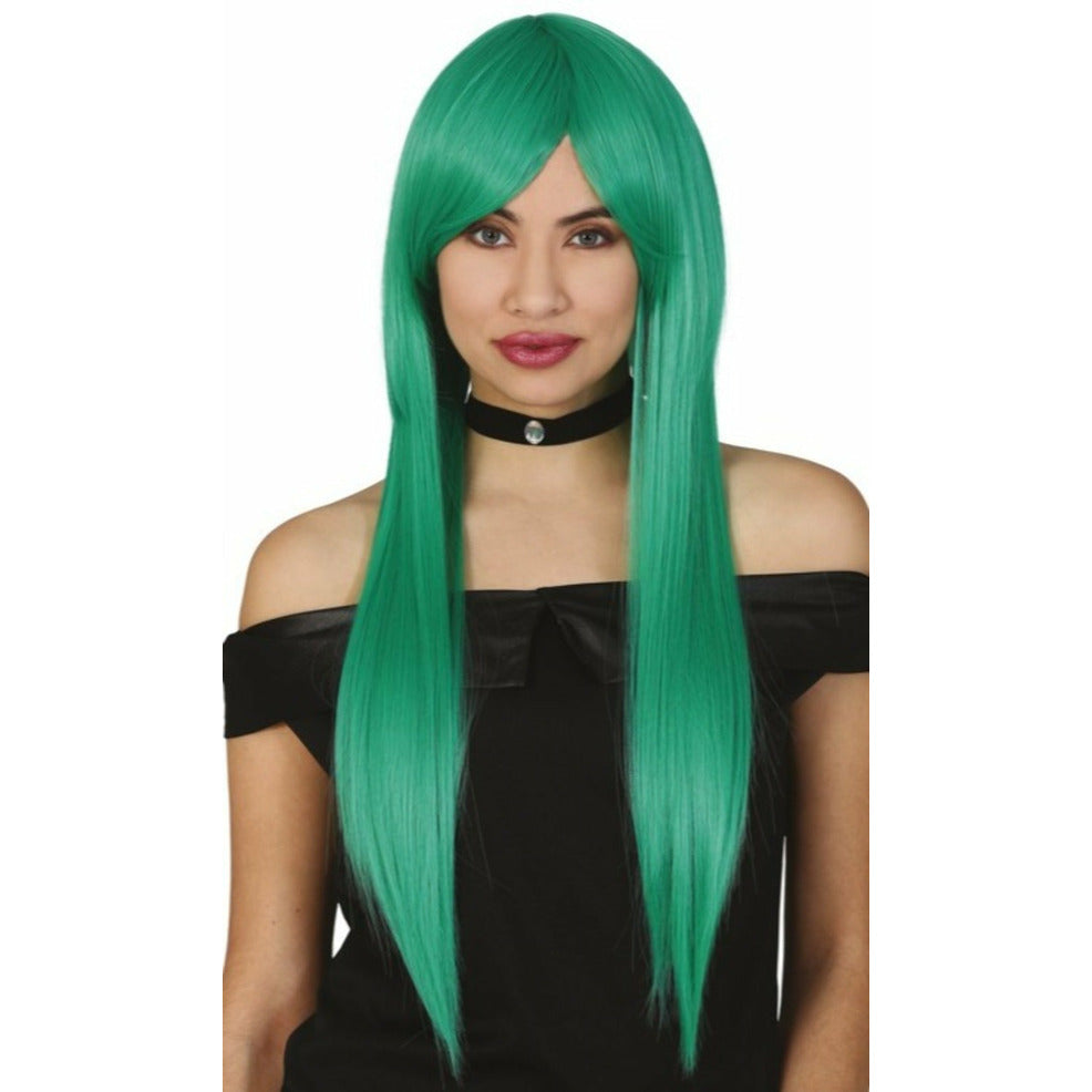 Peluca Verde Larga Lisa | Don Disfraz
