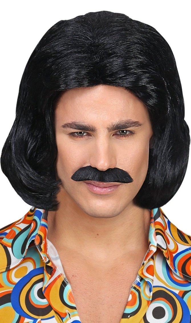 Perruque et Moustache de Dandy Noir