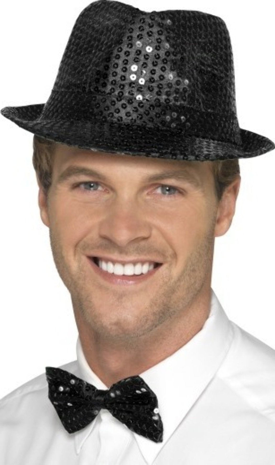 Chapeau de Gangster à Paillettes Noir