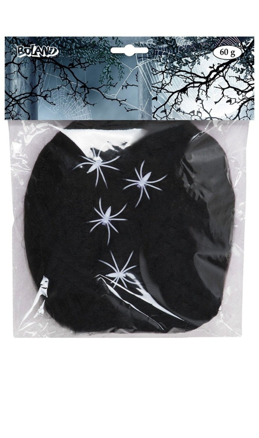 Toile d'Araignée Noire 60gr avec 4 Araignées