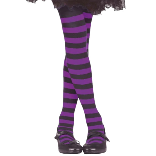 Collant rayé noir et violet pour enfant