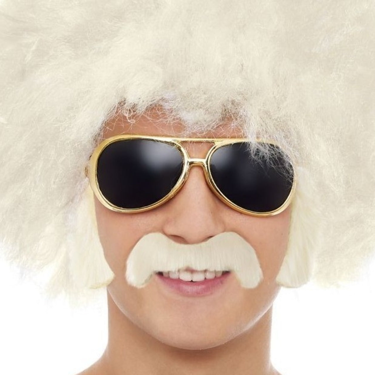 Moustache et favoris blancs