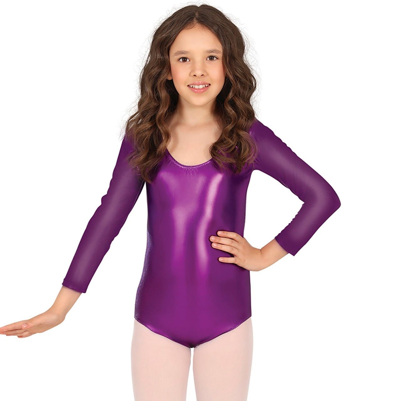 Body Lilas Métallisé avec Manche enfant