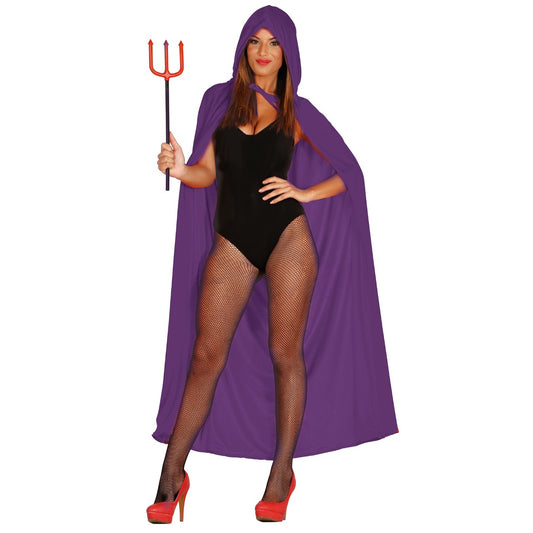 Cape Violette avec Capuche en Velours 130cm