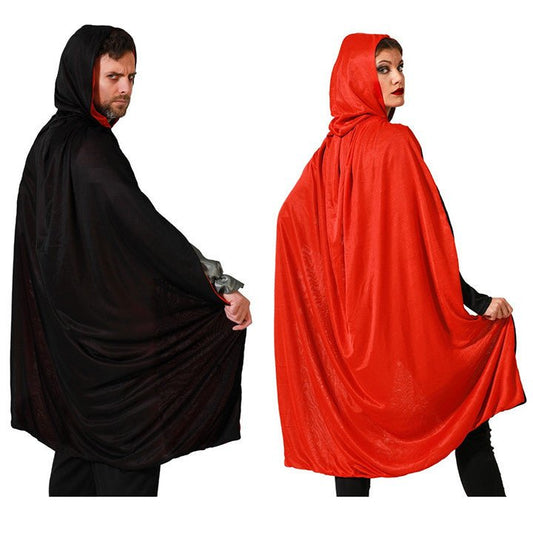 Cape Réversible à Capuche Noire et Rouge