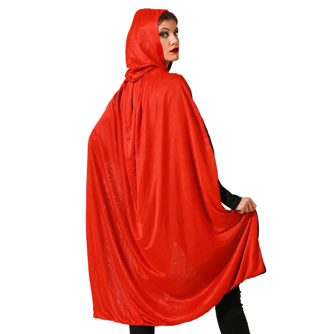 Cape Réversible à Capuche Noire et Rouge