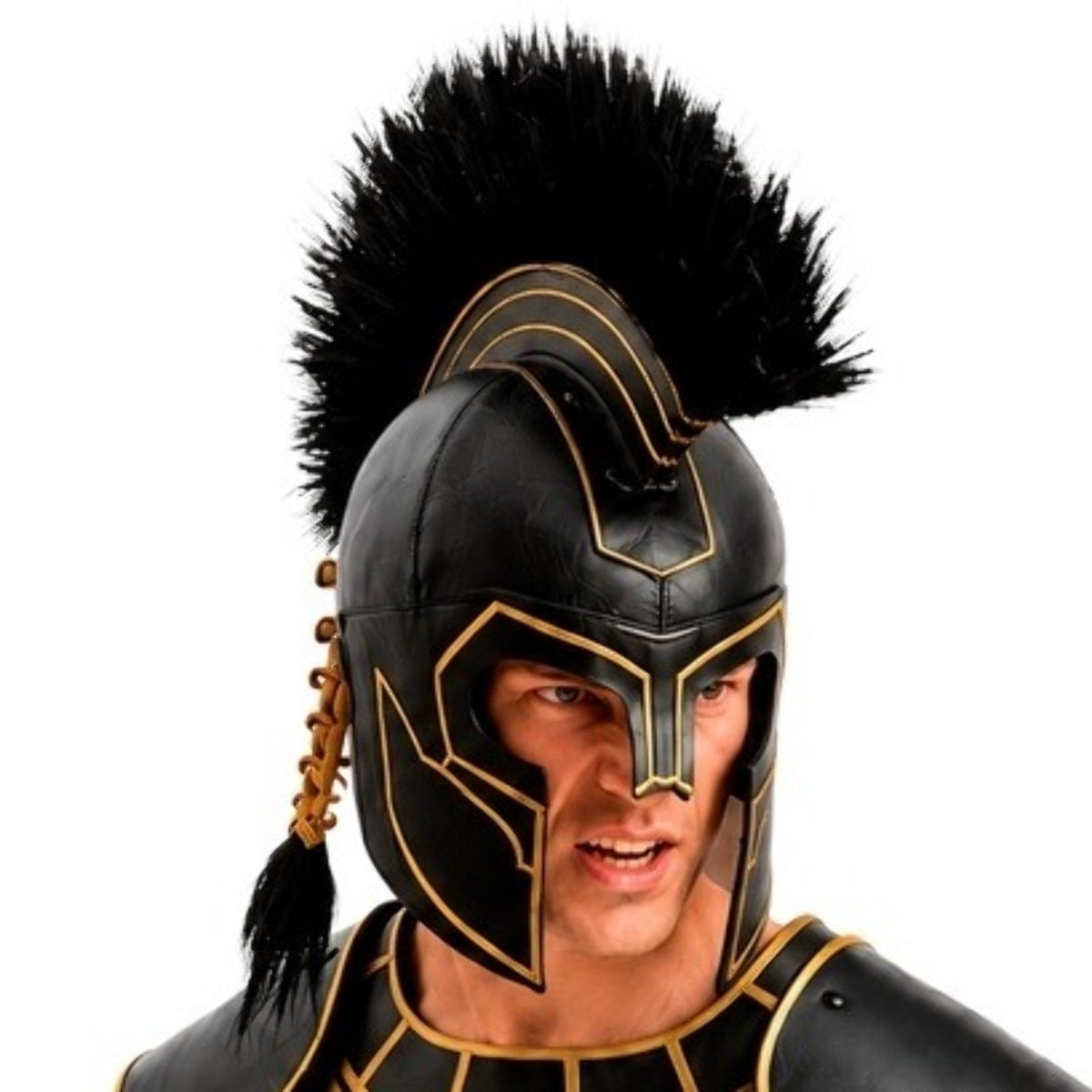 Casque Romain Noir en Cuir Deluxe