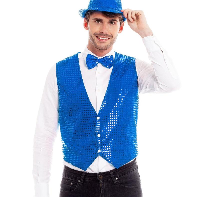 Gilet à paillettes bleu écologique