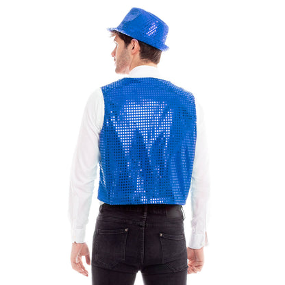 Gilet à paillettes bleu écologique