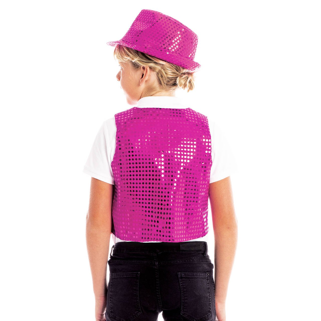 Gilet à Paillettes Fuchsia pour enfants éco