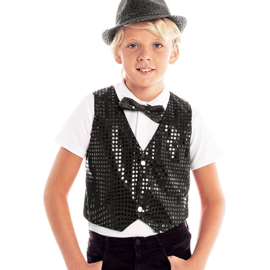 Gilet à paillettes noir Eco pour enfants