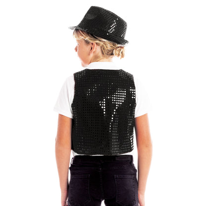 Gilet à paillettes noir Eco pour enfants