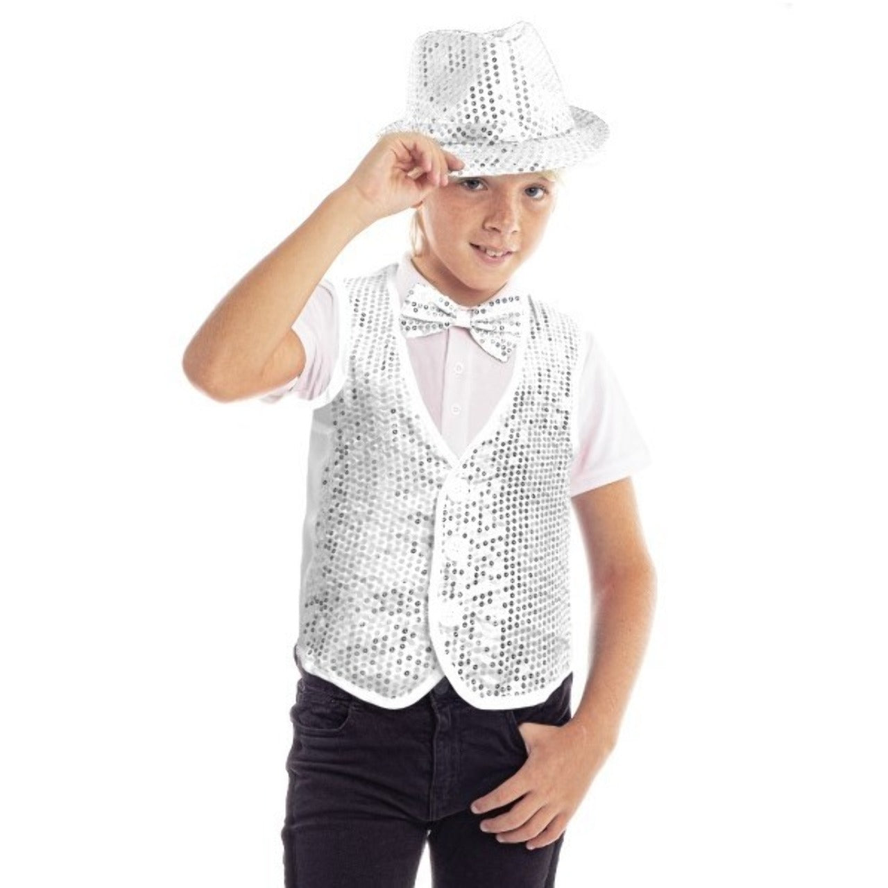 Gilet argenté à paillettes pour enfants