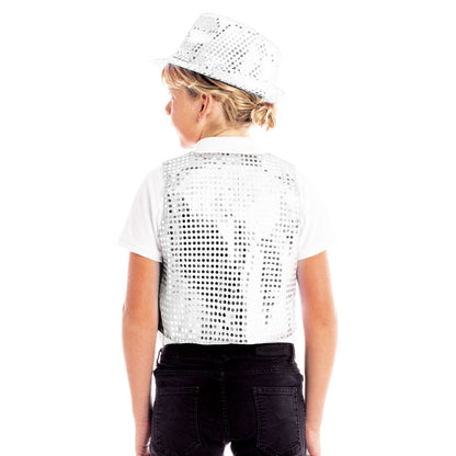 Gilet à paillettes argenté Eco pour enfants