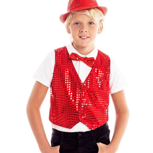 Gilet à paillettes rouge Eco pour enfants