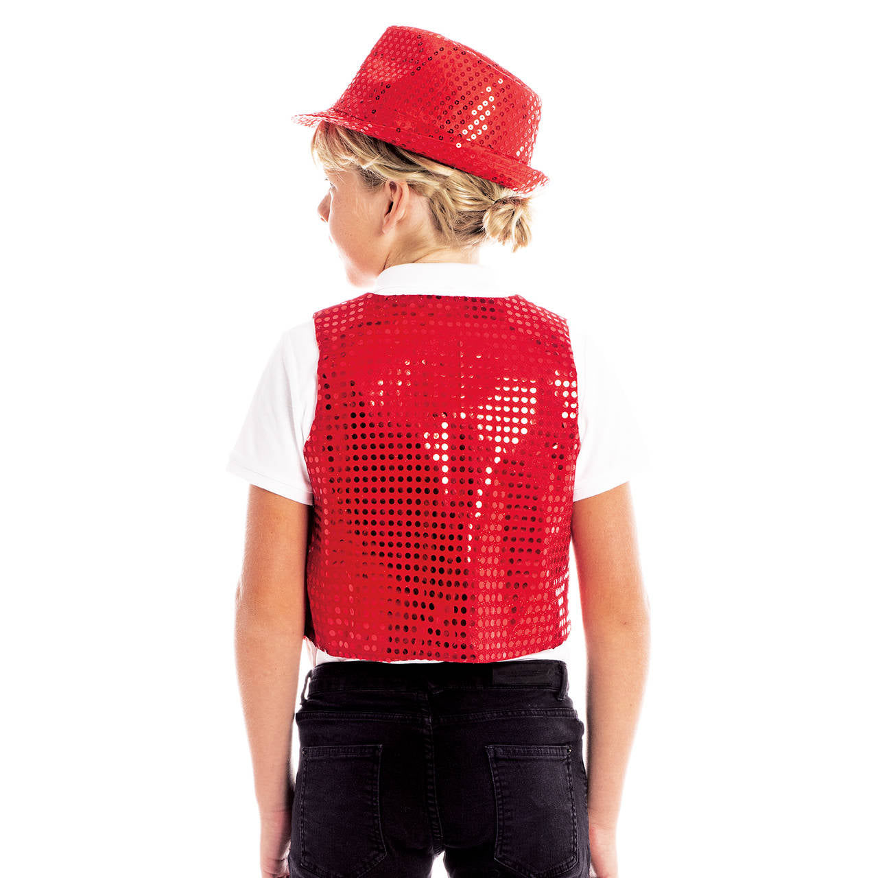 Gilet à paillettes rouge Eco pour enfants