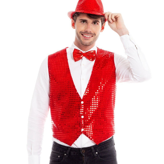 Gilet à paillettes rouge Eco