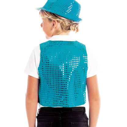 Gilet à paillettes Eco Turquoise pour enfants