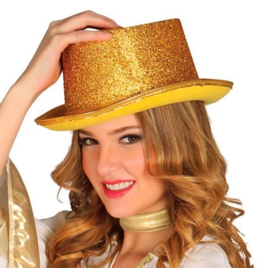 Chapeau haut-de-forme Doré Scintillant Deluxe