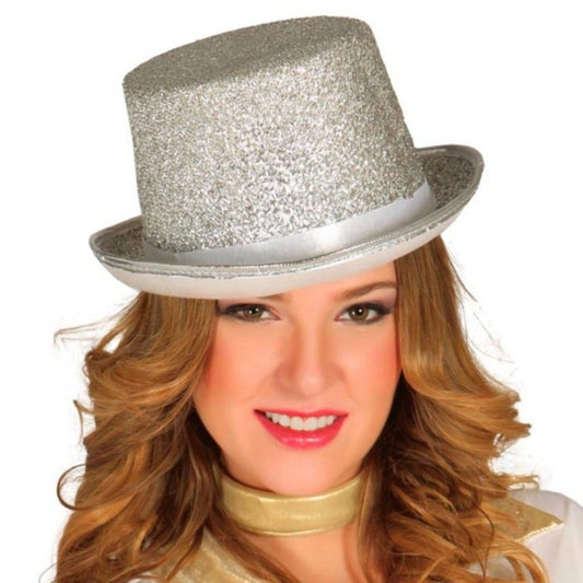 Chapeau haut-de-forme Argent Paillettes Deluxe