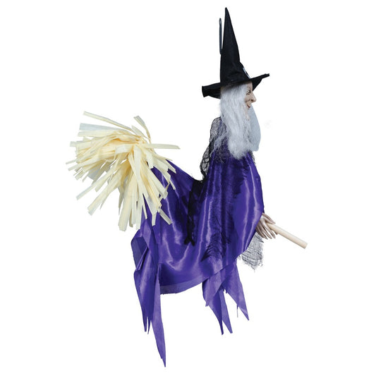 Pendentif Sorcière Lilas avec Balai