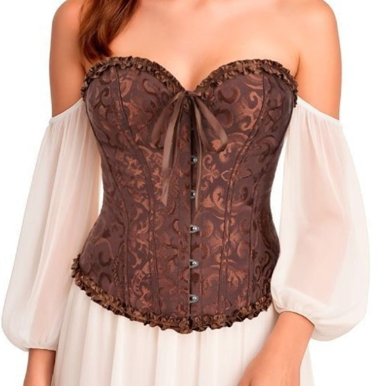 Corset Marron Coeur avec Nœud