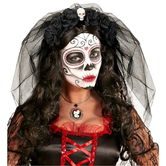 Serre-tête Tête de Mort Catrina avec voile