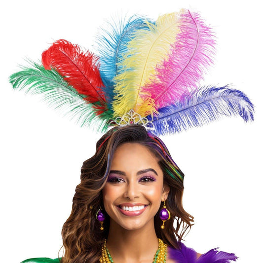 Diadème de plumes arc-en-ciel