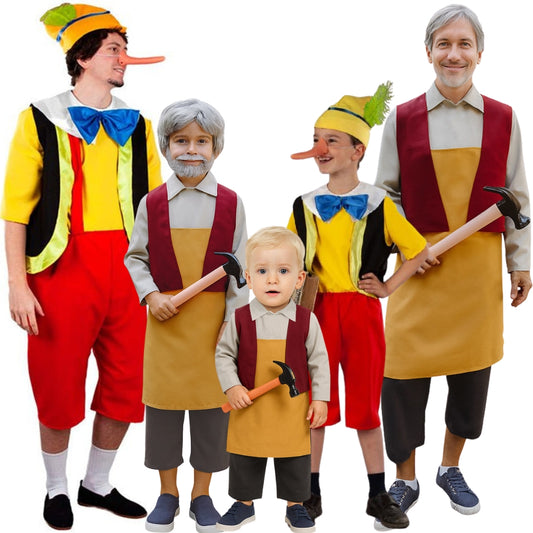 Déguisements de groupe Pinocchio et Gepetto