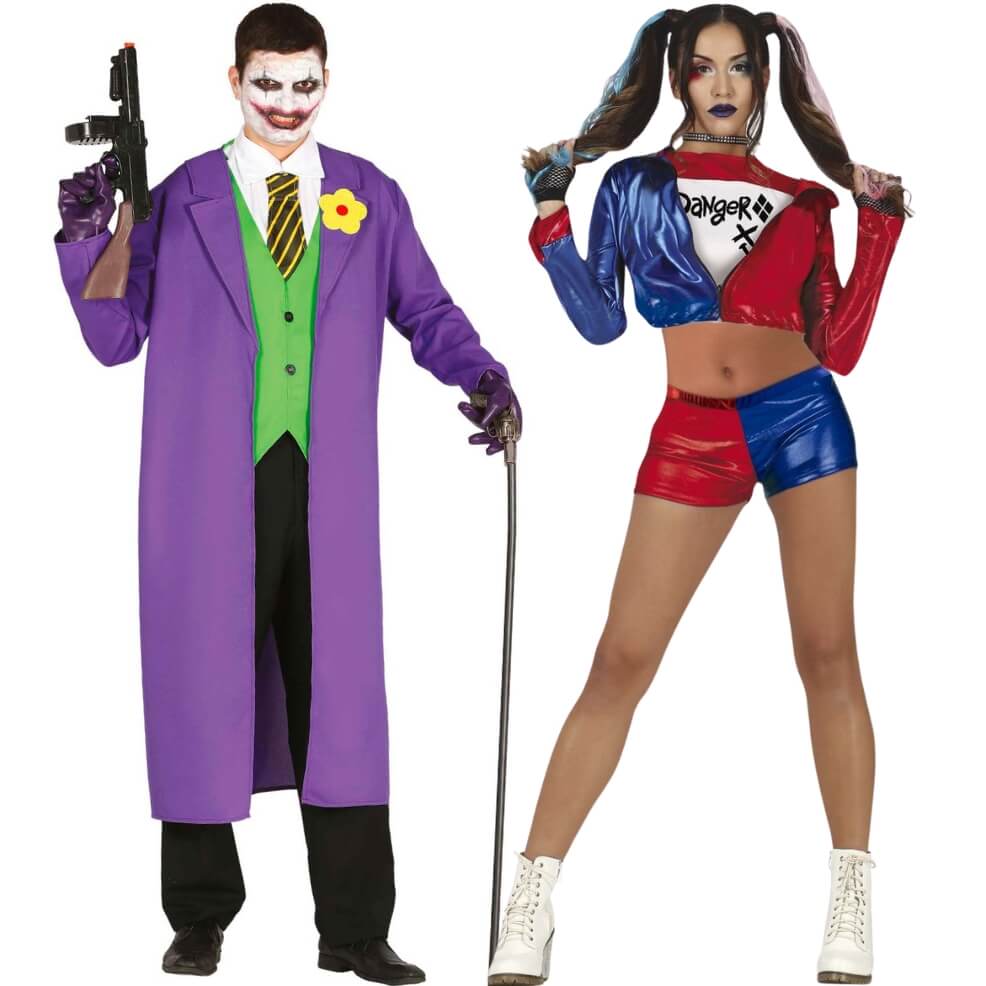 Disfraces en pareja de Joker Gris y Harley