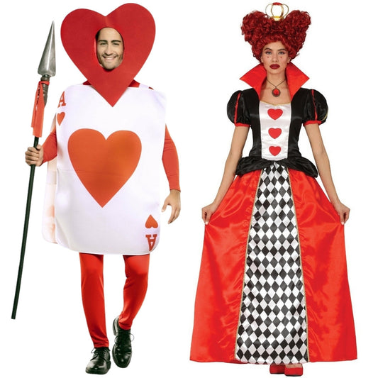 Déguisements de couple Reine de Coeur et Carte