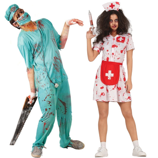 Déguisements de couple de Médecin et Infirmière Zombie