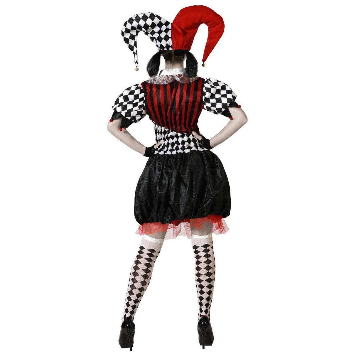 Collant Arlequin rouge et noir adulte Collant Arlequin rouge et noir adulte