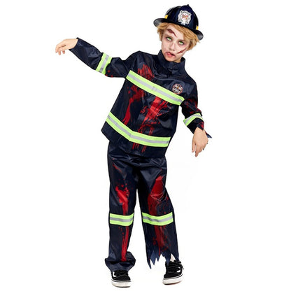 Déguisement de pompier zombie pour enfant