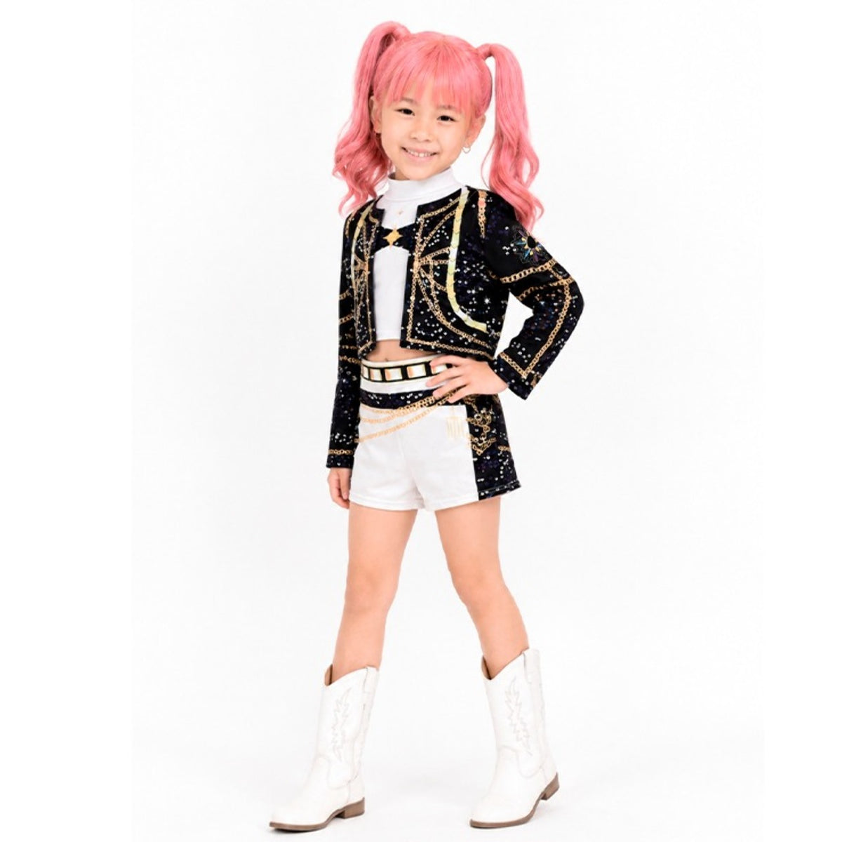 Déguisement de chanteuse K-Pop blanche Luxury pour fille