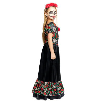 Déguisement Catrina Mexicaine Roses pour fille