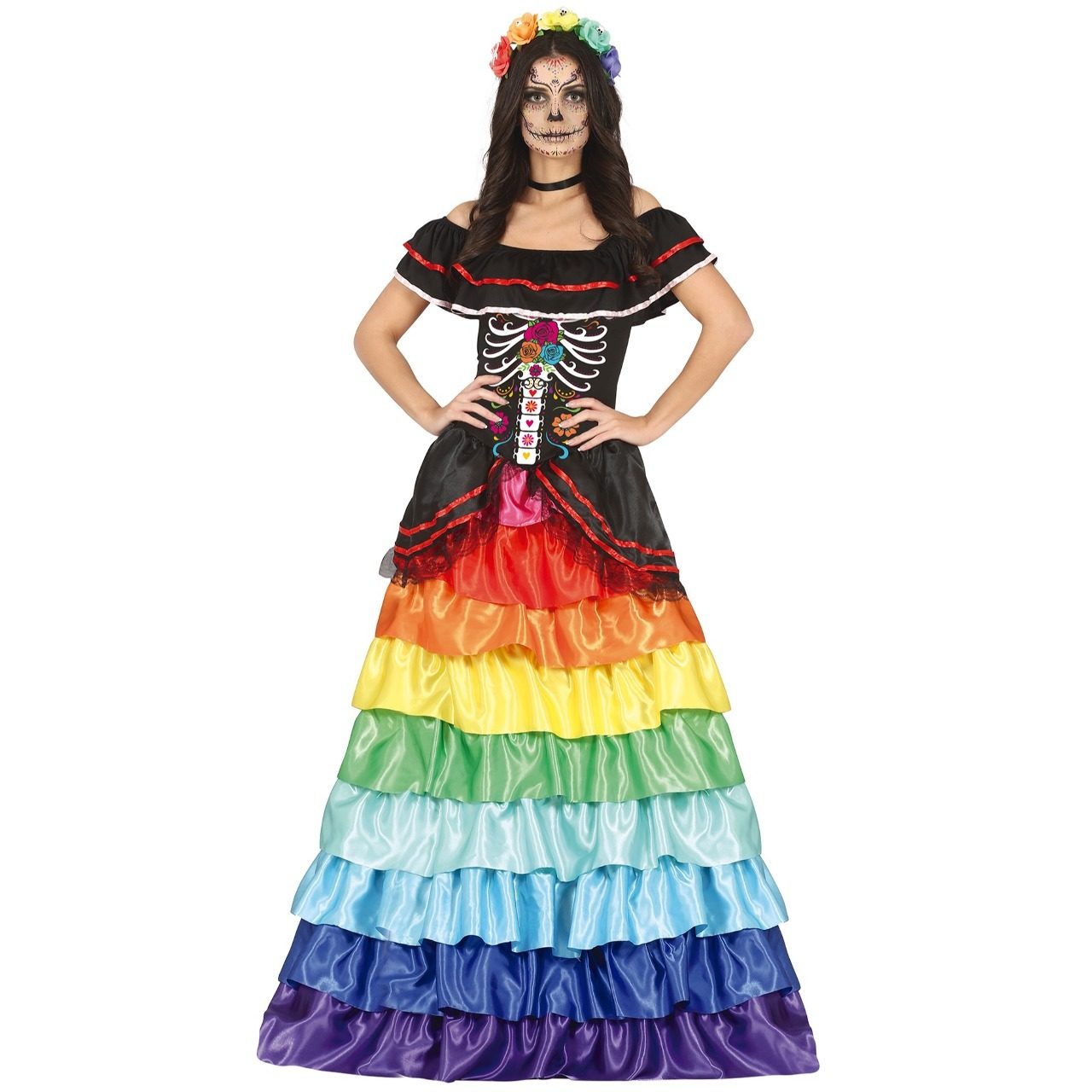 Déguisement de Catrina multicolore pour femme